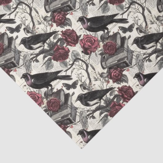 gotische raven, Rozen en boeken Tissuepapier (Detail)