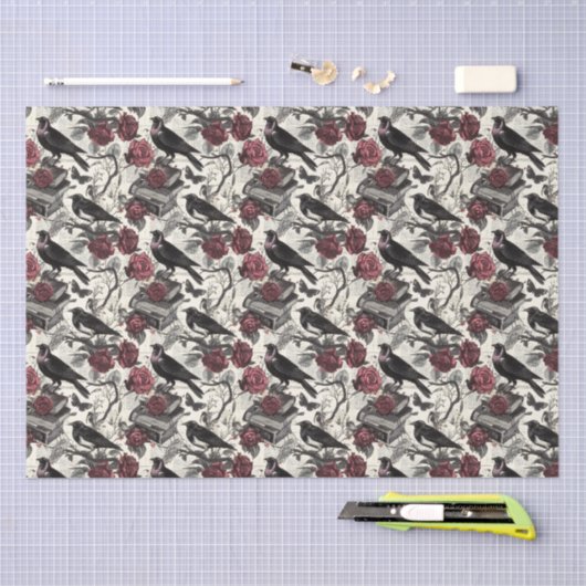 gotische raven, Rozen en boeken Tissuepapier (Craft)