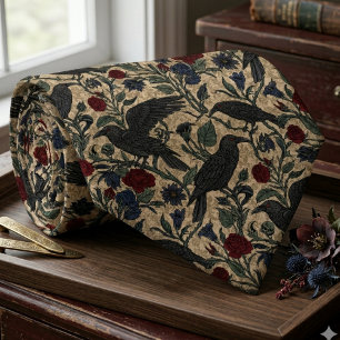 Gotische Raven Vintage Bloemige Bruiloft Stropdas