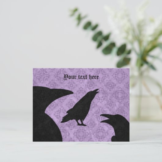 Gotische raven zwart en paarse briefkaart (Staand voorkant)