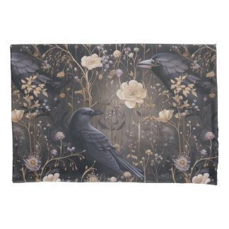 Gotische Ravens & Bloemen Patroon Kussensloop