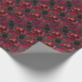  Gotische Ravens en Rozen Donkerrood Cadeaupapier (Hoek)