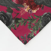  Gotische Ravens en Rozen Donkerrood Fleece Deken (Hoek)