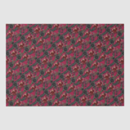  Gotische Ravens en Rozen Donkerrood Tissuepapier