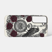 Gotische Raven's Klok en Rozen Samsung Galaxy Hoesje (Achterkant horizontaal)