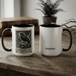 Gotische ravenvriend cadeau introvert humor kunst tweekleurige koffiemok