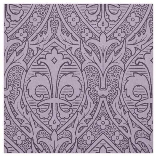 Gotische revival Fleur de Lys - Lavendel Stof (Swatch)
