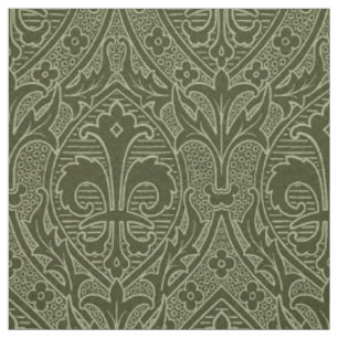Gotische revival Fleur de Lys - Loden Green Stof