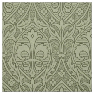 Gotische revival Fleur de Lys - Mossy Green Stof