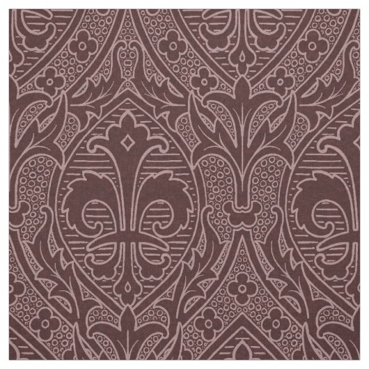Gotische revival Fleur de Lys - Wijn Stof (Swatch)