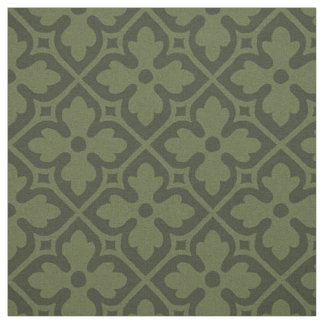 Gotische revival Quatrefoils, Loden Green Stof
