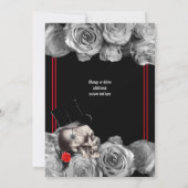 Gotische, rock- of biker-zwart en rode bruiloftsdo kaart (Achterkant)