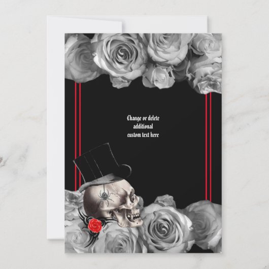 Gotische, rock- of biker-zwart en rode bruiloftsdo kaart (Achterkant)