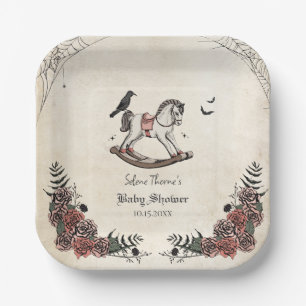 Gotische Rocking Horse Baby shower Square Papieren Bordje