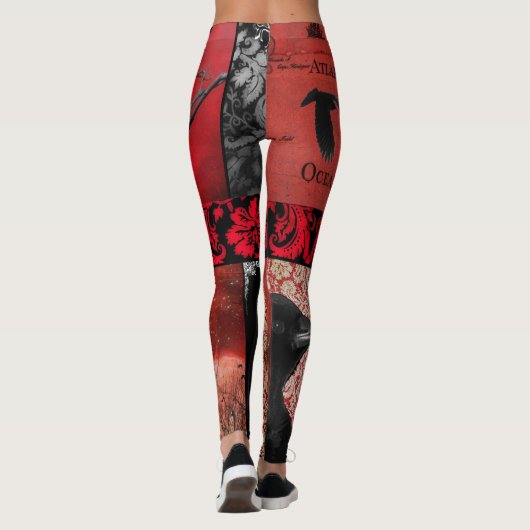 Gotische rode all-over-print Leggings (Achterkant)