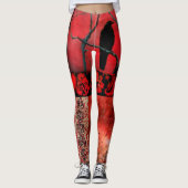 Gotische rode all-over-print Leggings (Voorkant)