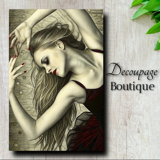 Gotische rode ballerina danser decoupage tissuepapier