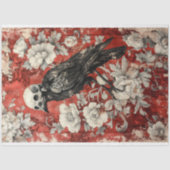  Gotische Rode Bloemen Raven Decoupage Tissuepapier (Voorkant)