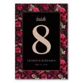 Gotische rode bloemenschedelrand kaart (Achterkant)