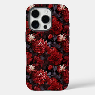 Gotische rode chrysanthemum donkere bloem iPhone 16 pro hoesje