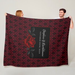 Gotische Rode Damast Roos Huwelijk Fleece Deken