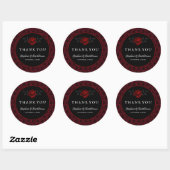 Gotische rode damasten roos bruiloft ronde sticker (Vel)