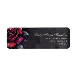 Gotische rode en zwarte roos elegante retouradres etiket