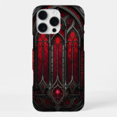 Gotische rode glas-in-lood iPhone hoesje (Achterkant)