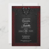 Gotische rode glitter Quinceañera Kaart (Voorkant)