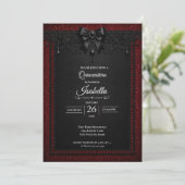 Gotische rode glitter Quinceañera Kaart (Staand voorkant)