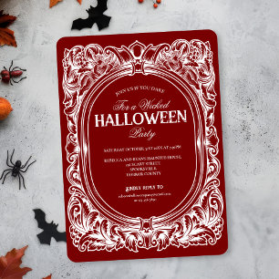  gotische rode Halloween-feestuitnodiging Kaart