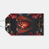 Gotische Rode Hart met Rozen – Donkere Romantiek Cadeaulabel (Achterkant Horizontaal)