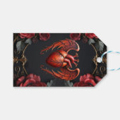 Gotische Rode Hart met Rozen – Donkere Romantiek Cadeaulabel (Voorkant (Horizontaal))