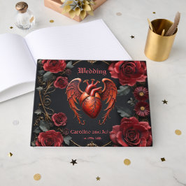 Gotische Rode Hart met Rozen – Donkere Romantiek Gastenboek