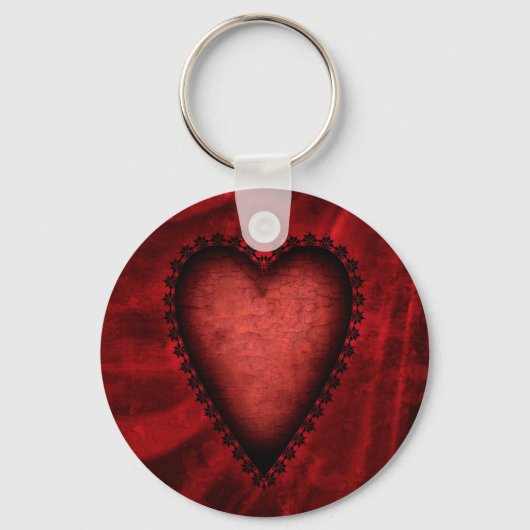 Gotische Rode Hart Sleutelhanger (Voorkant)