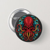 Gotische Rode Octopus Blauwe Schedels Ronde Button 5,7 Cm (Voorkant /achterkant)