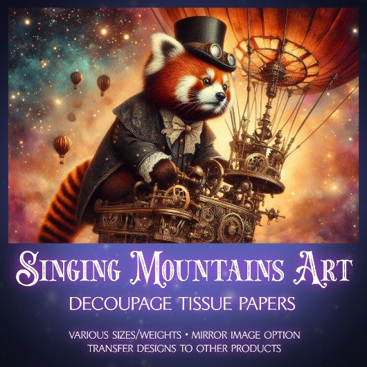 Gotische Rode Panda Dromerige Decoupage Tissuepapier