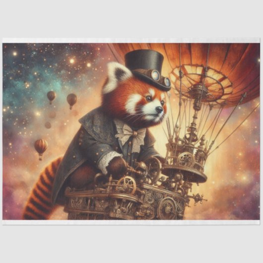 Gotische Rode Panda Dromerige Decoupage Tissuepapier (Voorkant)