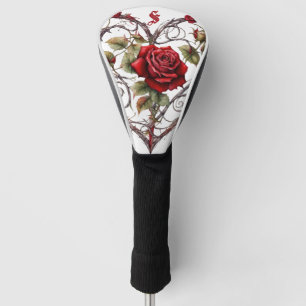 Gotische Rode Roos Hart Wijnstok Kunstwerk Vintage Golfheadcover