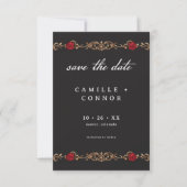 Gotische Rode Roos Tot de Dood Huwelijk Save The Date (Voorkant)