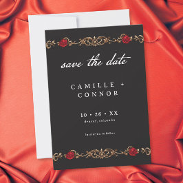 Gotische Rode Roos Tot de Dood Huwelijk Save The Date