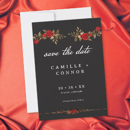 Gotische Rode Roos Tot de Dood Huwelijk Save The Date