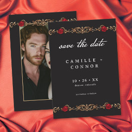 Gotische Rode Roos Tot de Dood Huwelijksfoto Save The Date
