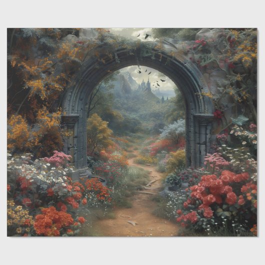 Gotische rode roos Vampirecore Dracula's Bloemenbo Cadeaupapier (Vlak)