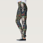 Gotische rode rozen Blauwe bloemen Ivy Keltische s Leggings (Links)