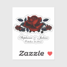 Gotische rode rozen bruiloft sticker