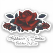 Gotische rode rozen bruiloft sticker (Voorkant)