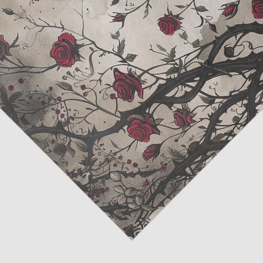 Gotische rode rozen en doornen tissuepapier (Detail)