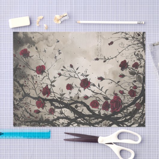 Gotische rode rozen en doornen tissuepapier (Craft)