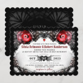 Gotische rode rozen en spinnen Halloween bruiloft Kaart (Voorkant / Achterkant)